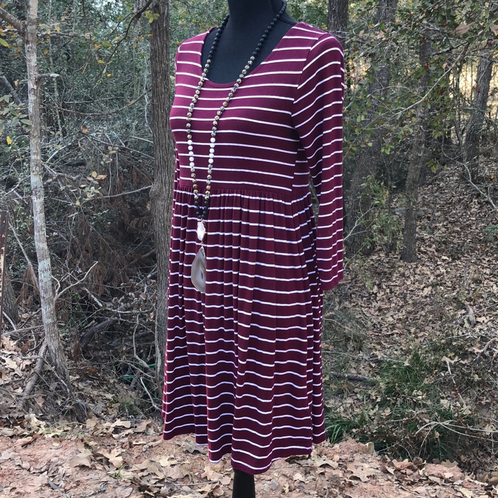 FREE When Bundled! AZ Co Maroon Striped Dress - Picture 4 of 6